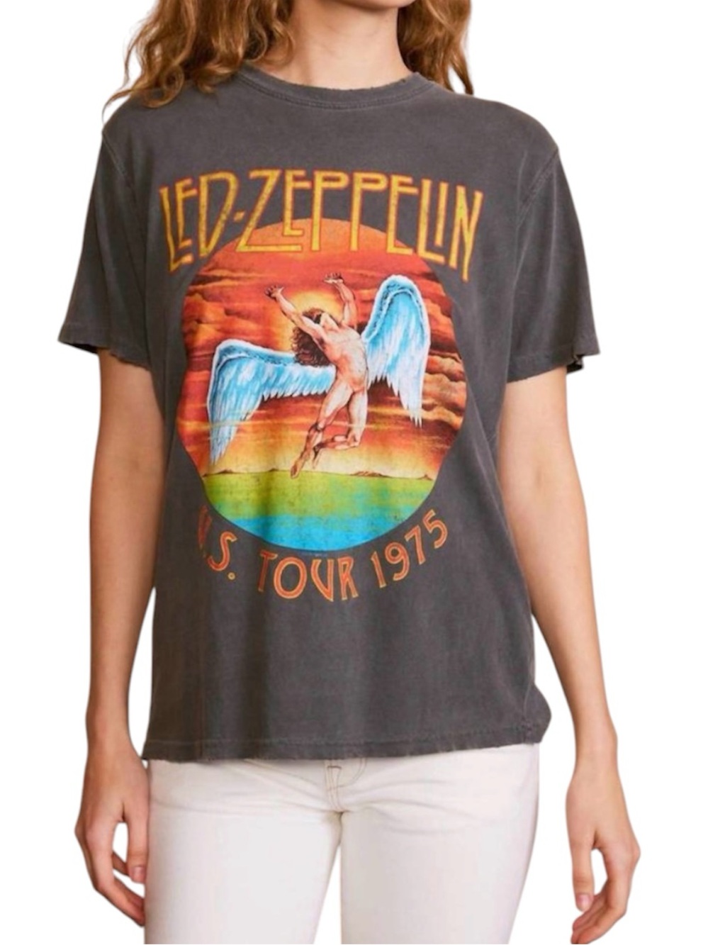People of Leisure Led Zeppelin 1975 Tour Distressed Tee Gray Small